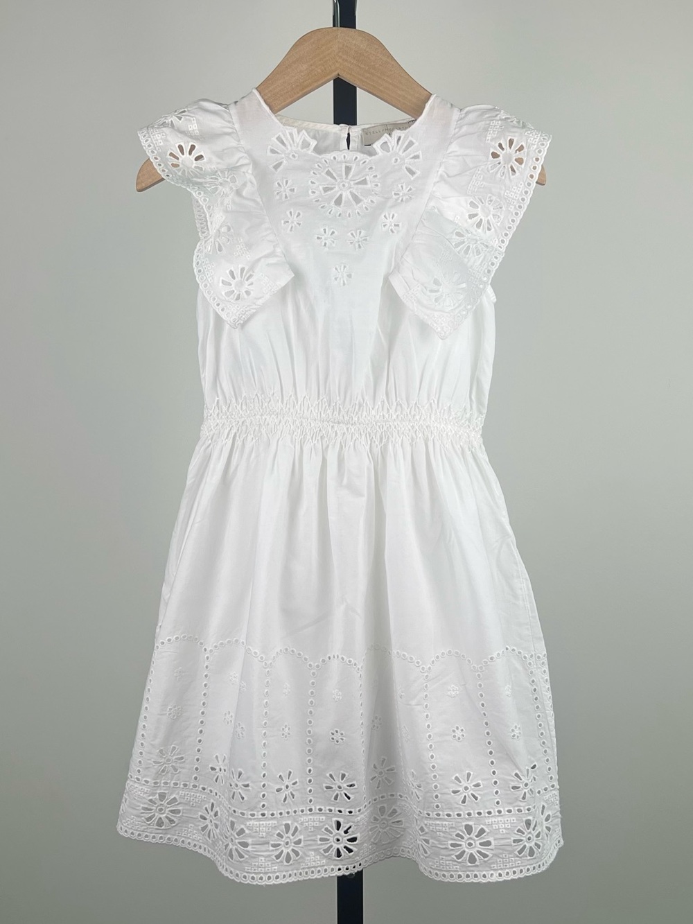 Stella McCartney Girls Eyelet Ruffle Dress, White, 5Y